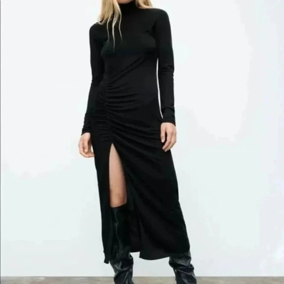 Zara Dresses & Skirts - ZARA WOMAN NWT BLACK DRAPED SHEATH DRESS